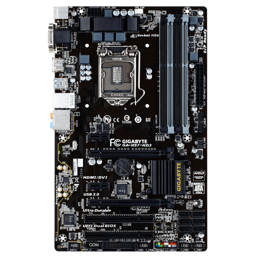 مادربرد کارکرده گیگابایت مدل GIGABYTE H97-HD3 DDR3 INTEL LGA1150 ATX